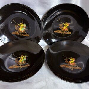 Vintage COUROC Anheuser Busch Black Bowls Set of 4